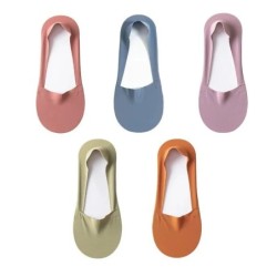 5Pairs Women Socks Breathable Invisible Silicone Non-slip Solid Color 