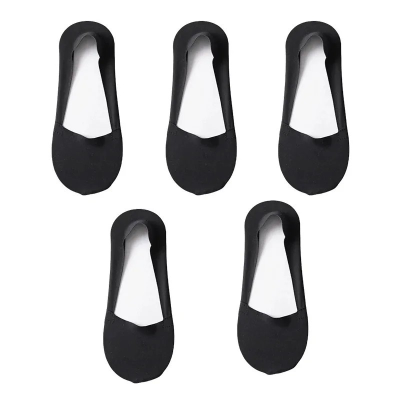 5Pairs Women Socks Breathable Invisible Silicone Non-slip Solid Color 