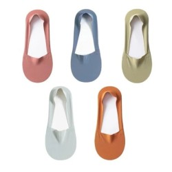 5Pairs Women Socks Breathable Invisible Silicone Non-slip Solid Color 