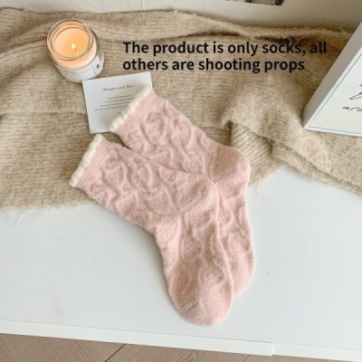 A Pair of Sweet Thickened Socks Pink Strawberry Soft Skin-friendly War