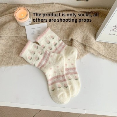 A Pair of Sweet Thickened Socks Pink Strawberry Soft Skin-friendly War